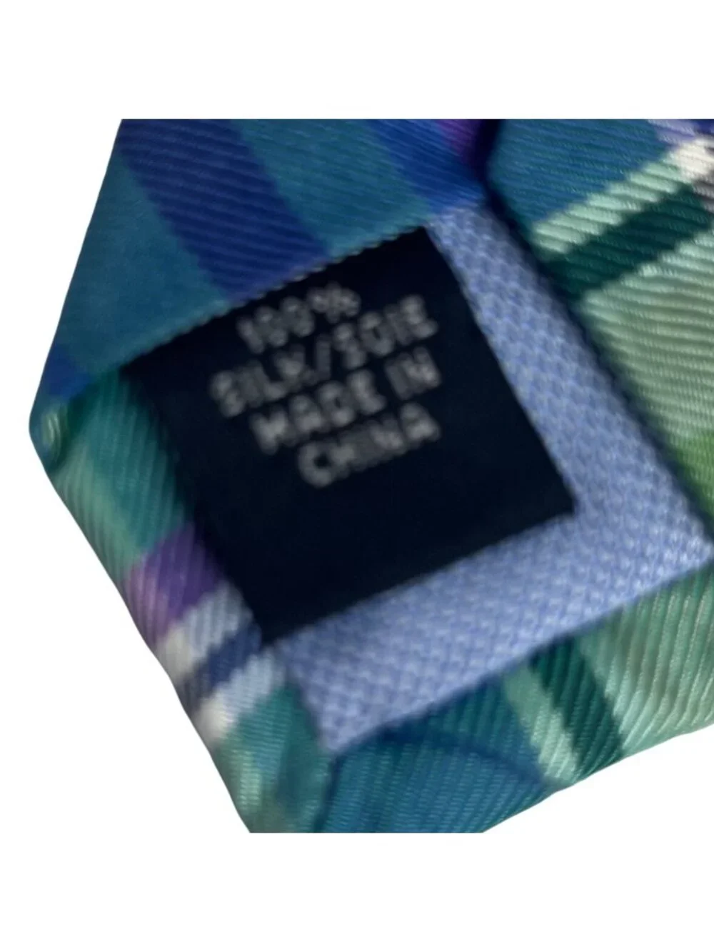 Tommy Hilfiger Silk Tie Plaid Green Blue Work - Picture 4 of 5